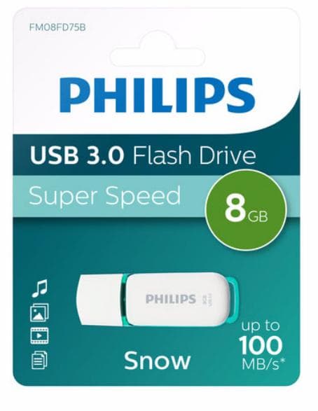 Philips FM08FD75B USB-minne 8 GB USB Typ-A 3.2 Gen 1 (3.1 Gen 1) Turkos, Vit