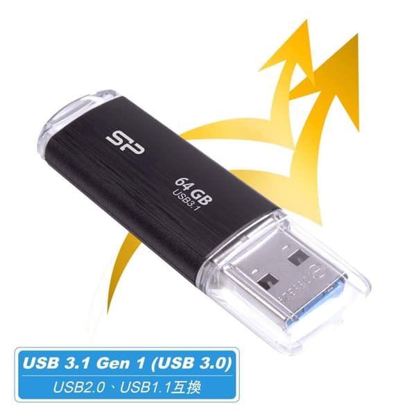 Silicon Power 64GB Blaze B02 USB 3.0 Flash Drive Svart