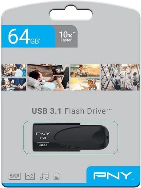 PNY Attaché 4 3.1 USB-minne 64 GB USB Typ-A 3.2 Gen 1 (3.1 Gen 1) Svart