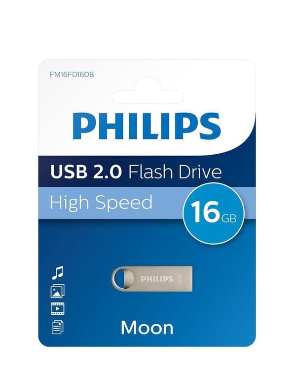 Philips USB stick 2.0 16GB - Moon - FM16FD160B Sølv