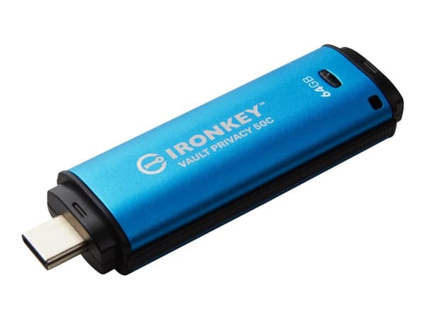 Kingston IronKey Vault Privacy 50C - USB flash-enhet - krypterat - 64 GB - USB-C 3.2 Gen 1 - TAA-kompatibel