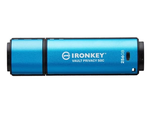 Kingston Technology IronKey VP50, 256 GB, USB Type-C, 3.2 Gen 1 (3.1 Gen 1), 230 MB/s, Suojus, Musta, Sininen