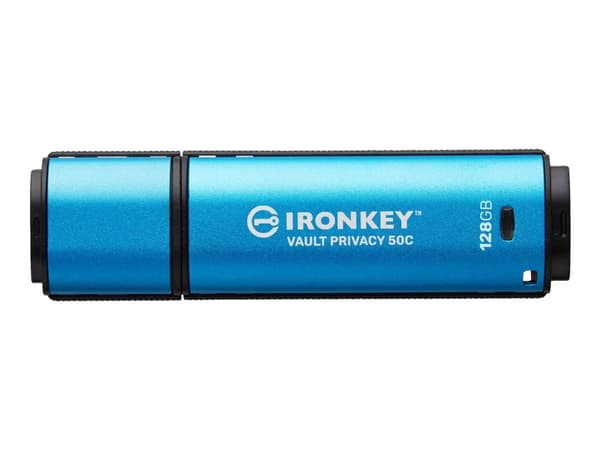 Kingston Technology IronKey VP50, 256 GB, USB Type-C, 3.2 Gen 1 (3.1 Gen 1), 230 MB/s, Suojus, Musta, Sininen musta, Sininen