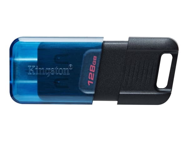 Kingston DataTraveler 80 M - USB-flashstasjon - 128 GB - USB-C 3.2 Gen 1 Sort, Blå