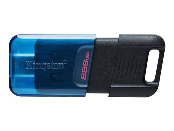 Kingston DataTraveler 80 M - USB-flashstasjon - 256 GB - USB-C 3.2 Gen 1 Sort, Blå