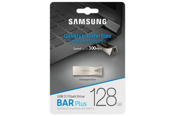 Samsung BAR Plus MUF-128BE3 - USB-flashdrev - 128 GB - USB 3.1 Gen 1 - champagne sølv