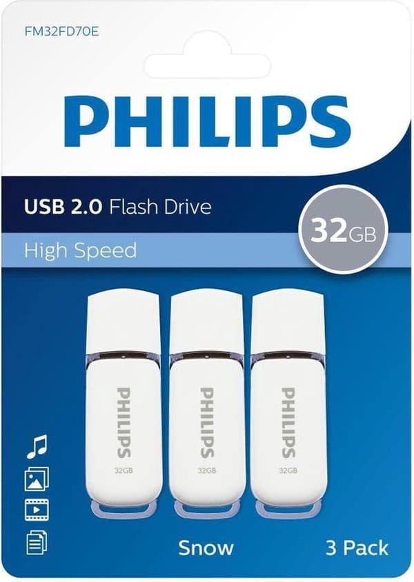 Philips FM32FD70E - USB 2.0 32GB - Lumi - Harmaa - 3 kpl