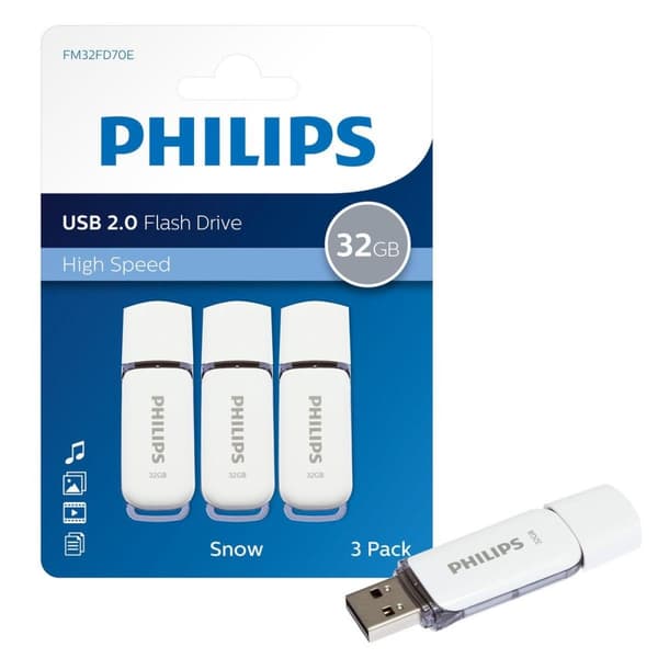 Philips FM32FD70E - USB 2.0 32GB - Lumi - Harmaa - 3 kpl