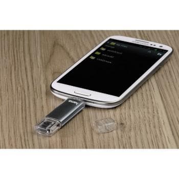 Hama FlashPen Laeta Twin USB-minne smartphone/surfplatta Grå 32 GB USB 2.0, Micro USB 2.0