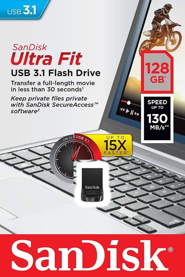 SanDisk Ultra Fit USB-minne 128 GB USB Typ-A 3.2 Gen 1 (3.1 Gen 1) Svart