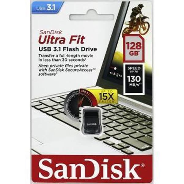 SanDisk Ultra Fit USB-minne 128 GB USB Typ-A 3.2 Gen 1 (3.1 Gen 1) Svart