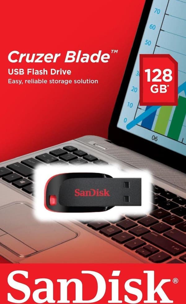 SanDisk Cruzer Blade USB-minne 128 GB USB Typ-A 2.0 Svart, Röd