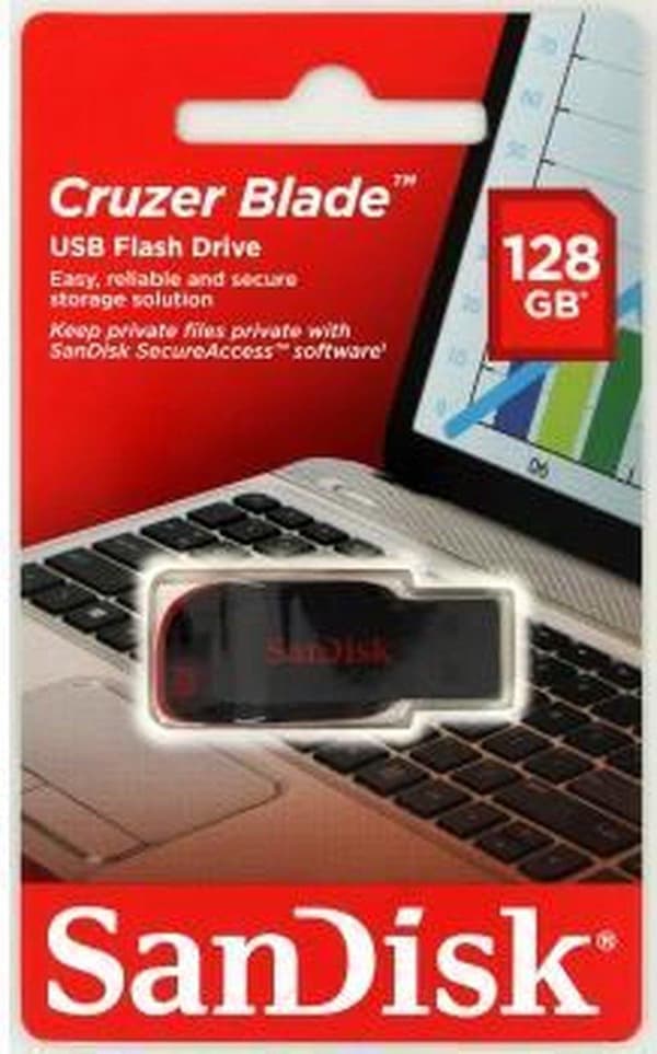 SanDisk Cruzer Blade USB-minne 128 GB USB Typ-A 2.0 Svart, Röd