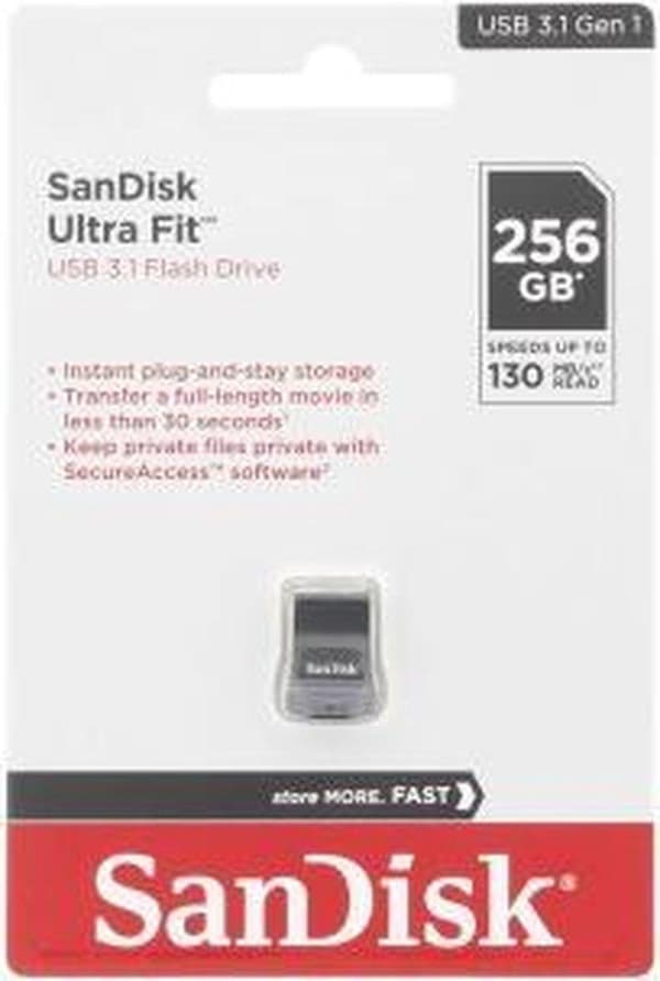 Sandisk Ultra Fit USB-minne 256 GB USB Type-A 3.2 Gen 1 (3.1 Gen 1) Svart