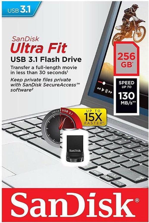 Sandisk Ultra Fit USB-minne 256 GB USB Type-A 3.2 Gen 1 (3.1 Gen 1) Svart