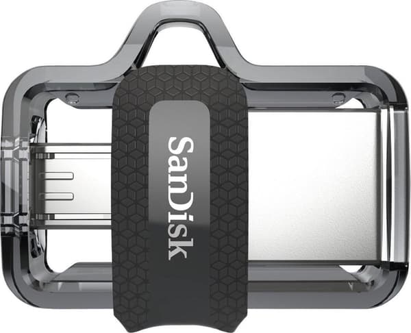 SanDisk Ultra Dual m3.0 USB-minne 128 GB USB Typ-A / Micro-USB 3.2 Gen 1 (3.1 Gen 1) Svart, Silver, Transparent