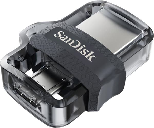 SanDisk Ultra Dual m3.0 USB-minne 256 GB USB Type-A / Micro-USB 3.2 Gen 1 (3.1 Gen 1) Svart, Silver, Transparent