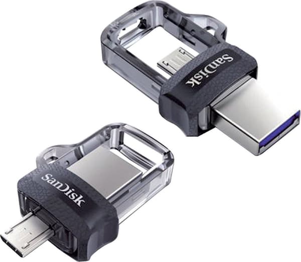 SanDisk Ultra Dual m3.0 USB-minne 256 GB USB Type-A / Micro-USB 3.2 Gen 1 (3.1 Gen 1) Svart, Silver, Transparent