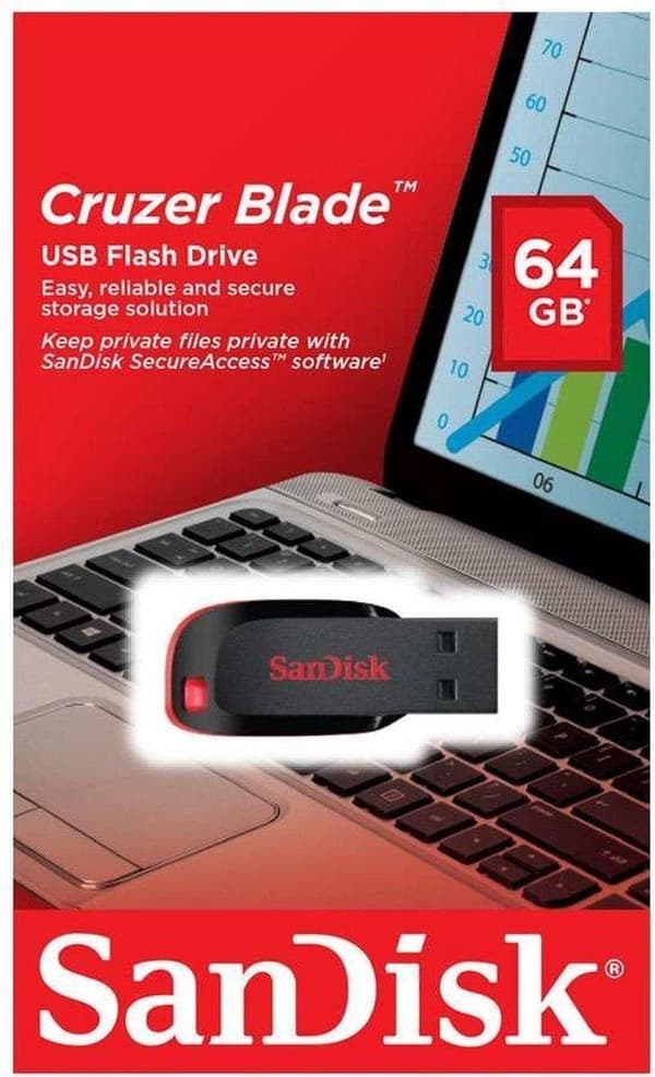 SanDisk Cruzer Blade USB-minne 64 GB USB Typ-A 2.0 Svart, Röd