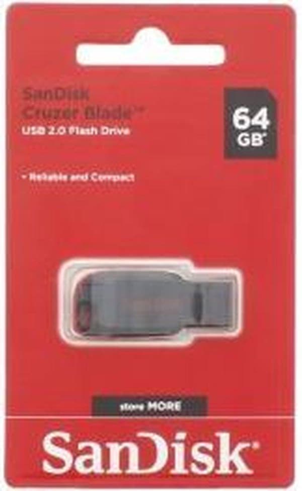 SanDisk Cruzer Blade USB-minne 64 GB USB Typ-A 2.0 Svart, Röd