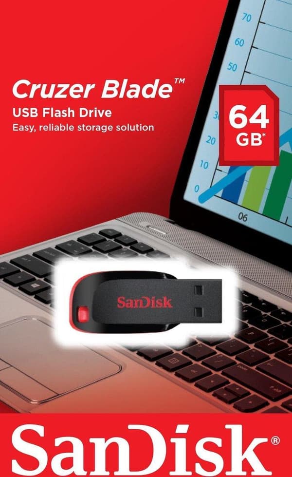 SanDisk Cruzer Blade USB-minne 64 GB USB Typ-A 2.0 Svart, Röd