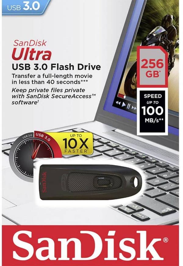 SanDisk Ultra USB-minne 256 GB USB Type-A 3.2 Gen 1 (3.1 Gen 1) Svart