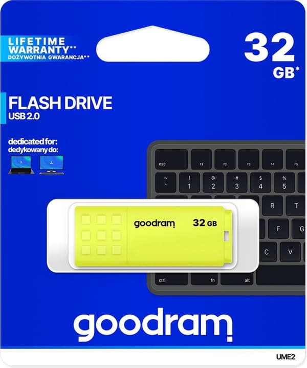 Goodram UME2 USB-minne 32 GB USB Typ-A 2.0 Gul