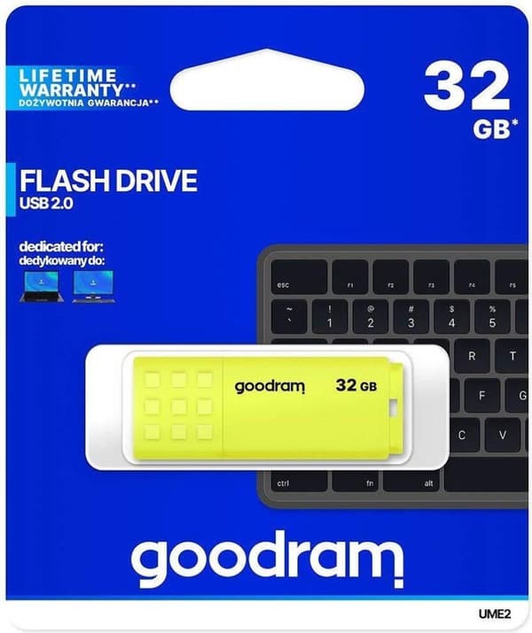 Goodram UME2 USB-minne 32 GB USB Typ-A 2.0 Gul
