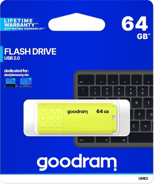 Goodram UME2-0640Y0R1 USB-flashdrev 64 GB USB Type-A 2.0 Gul