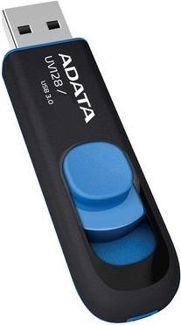 ADATA 64GB DashDrive UV128 USB-flashdrev USB Type-A 3.2 Gen 1 (3.1 Gen 1) Sort, Blå Sort, Blå