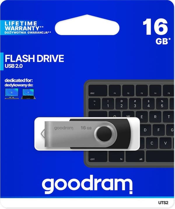 Goodram UTS2 USB-minne 16 GB USB Type-A 2.0 Svart,Silver