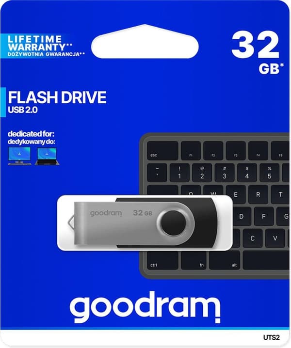 Goodram UTS2 USB-minne 32 GB USB Type-A 2.0 Svart,Silver