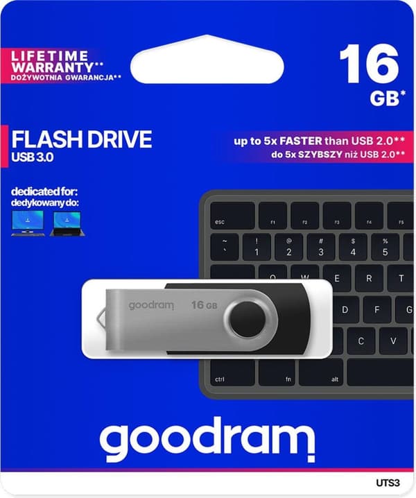 Goodram UTS3 USB-minne 16 GB USB Typ-A 3.2 Gen 1 (3.1 Gen 1) Svart