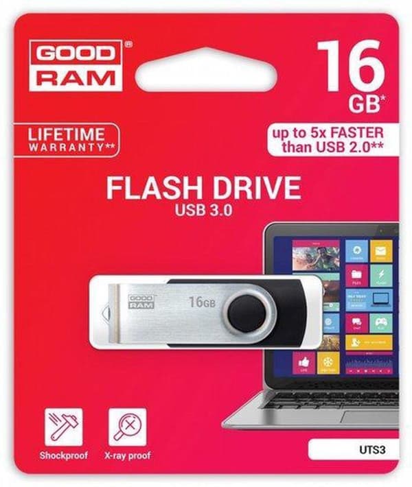 Goodram UTS3 USB-minne 16 GB USB Typ-A 3.2 Gen 1 (3.1 Gen 1) Svart