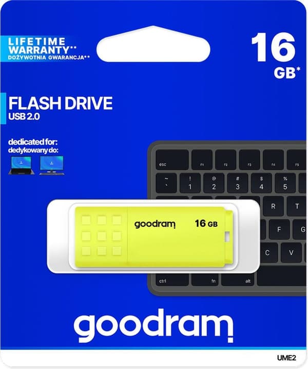 Goodram UME2 16 GB USB-minne USB Typ-A 2.0 Gul
