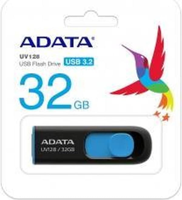 ADATA DashDrive UV128 32GB USB-muistitikku USB Type-A 3.2 Gen 1 (3.1 Gen 1) Musta, Sininen