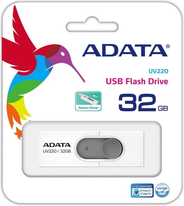 ADATA UV220 USB-minne 32 GB USB Typ-A 2.0 Grå, Vit