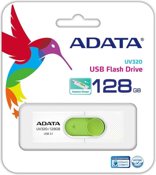 ADATA UV320 USB-minne 128 GB USB Typ-A 3.2 Gen 1 (3.1 Gen 1) Grön, Vit