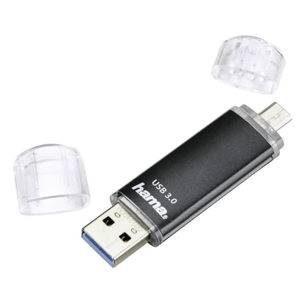 Hama FlashPen "Laeta Twin" - USB flash drive - 256 GB - USB 3.0 / micro USB - black