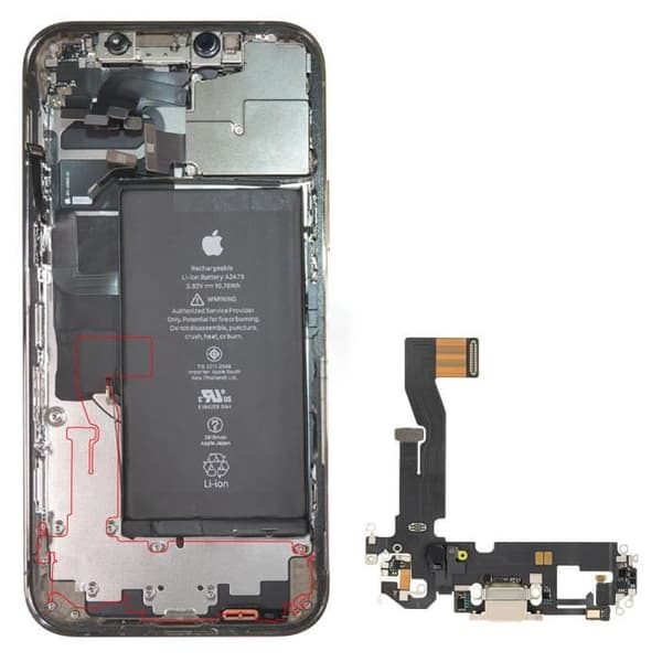 Ersättning Apple iPhone 12 och 12 Pro Lightning Laddningskontakt - guld
