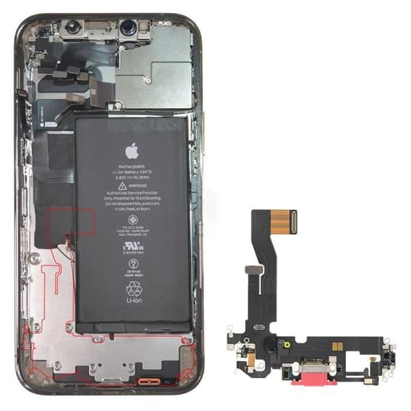 Lightning Laddningskontakt - Apple iPhone 12 och 12 Pro - Röd - Integrerad mikrofon