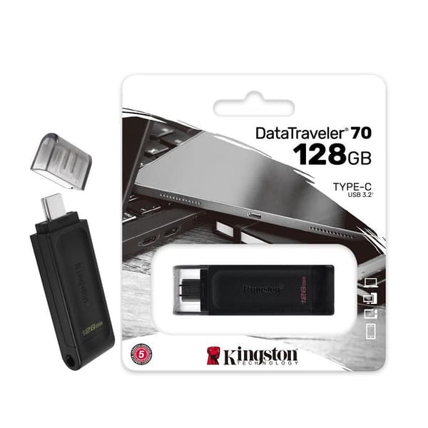 Kingston 128GB DataTraveler USB 3.2 med USB-C-kontakt musta
