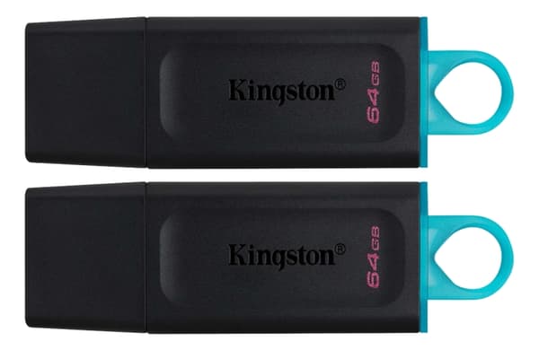 Kingston 64 GB USB3.2 Gen 1 DataTraveler Exodia (svart + blågrønn) - 2 stk Sort, Turkis