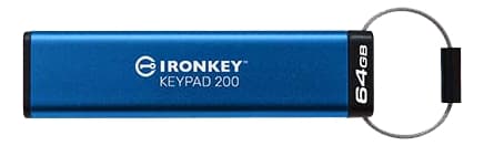 Kingston 64 GB IronKey Keypad 200, FIPS 140-3 Lvl 3 (i påvente) AES-256