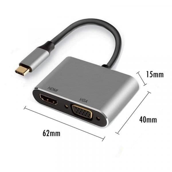 USB-C till HDMI och VGA-adapter - EWENT - EW9700 - Plug and Play - Svart - USB 3.0