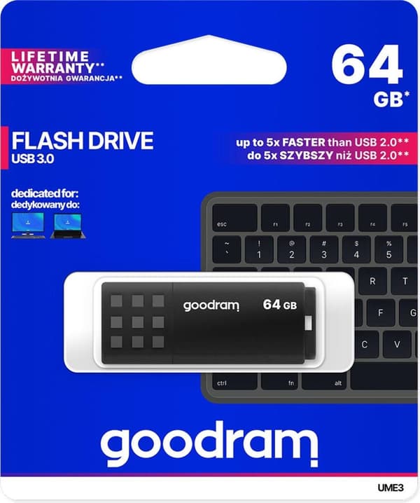 Goodram UME3 USB-muistitikku 64 Gt USB Type-A 3.0 (3.1 Gen 1) Musta