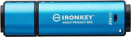 Kingston Technology IronKey VP50 USB-muistitikku 256 Gt USB Type-C 3.2 Gen 1 (3.1 Gen 1) Musta - Sininen (IKVP50C/256GB)
