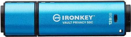 Kingston Technology IronKey VP50 USB-muistitikku 128 Gt USB Type-C 3.2 Gen 1 (3.1 Gen 1) Musta - Sininen (IKVP50C/128GB) musta, Sininen