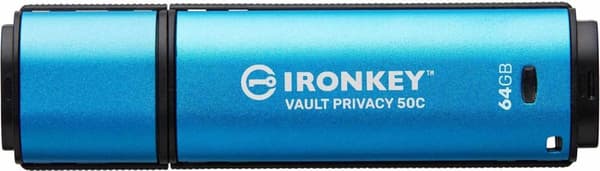 Kingston Technology IronKey VP50 USB-flashdrev 64 GB USB Type-C 3.2 Gen 1 (3.1 Gen 1) Sort - Blå (IKVP50C/64GB) Sort, Blå