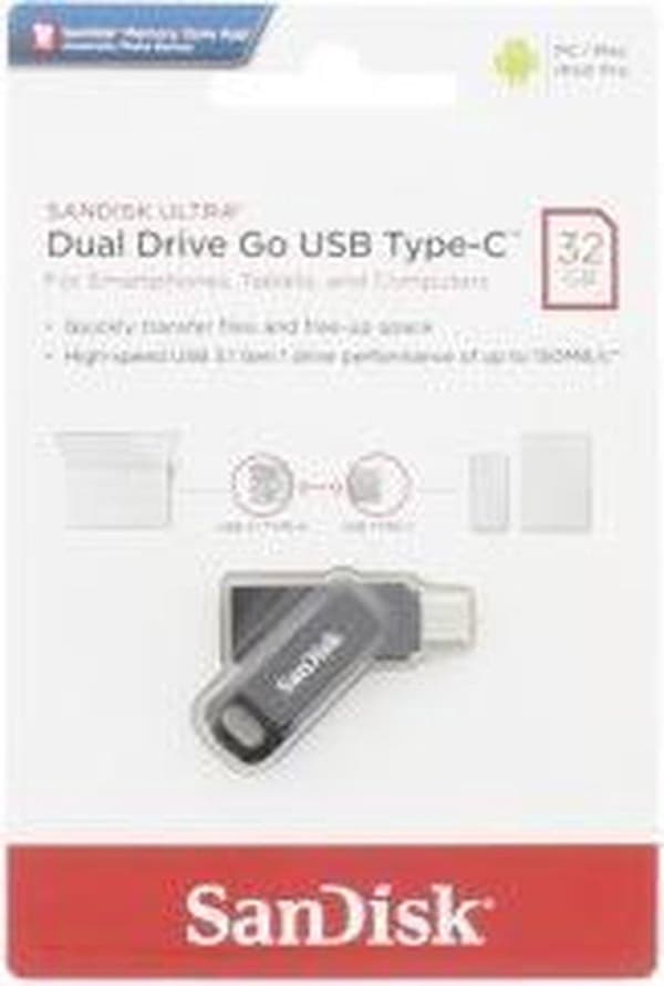 SanDisk Ultra Dual Drive Go USB-minne 32 GB USB Type-A / USB Type-C 3.2 Gen 1 (3.1 Gen 1) Svart